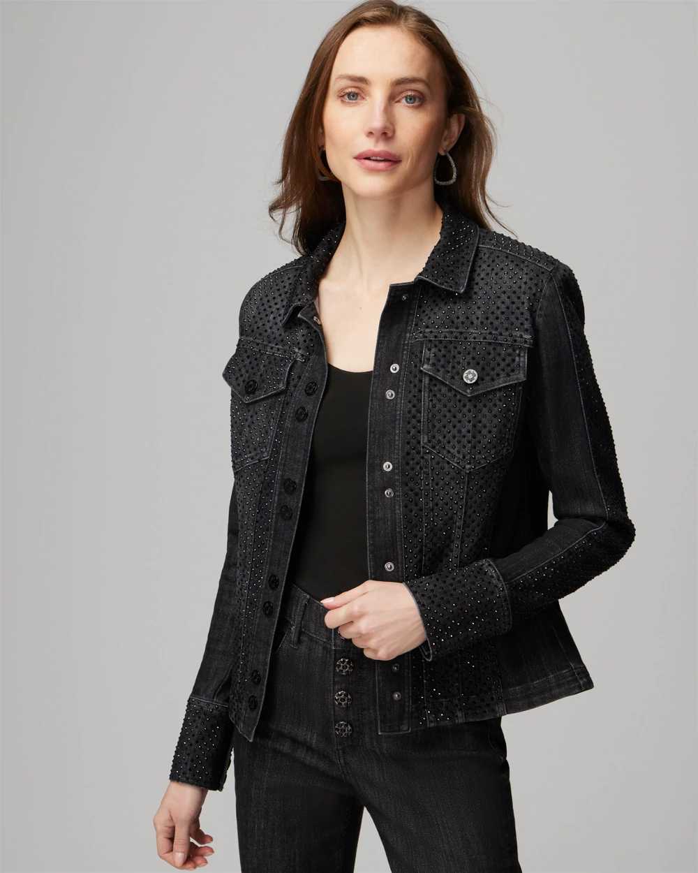 Petite All Over Embellished Denim Jacket White House Black Market